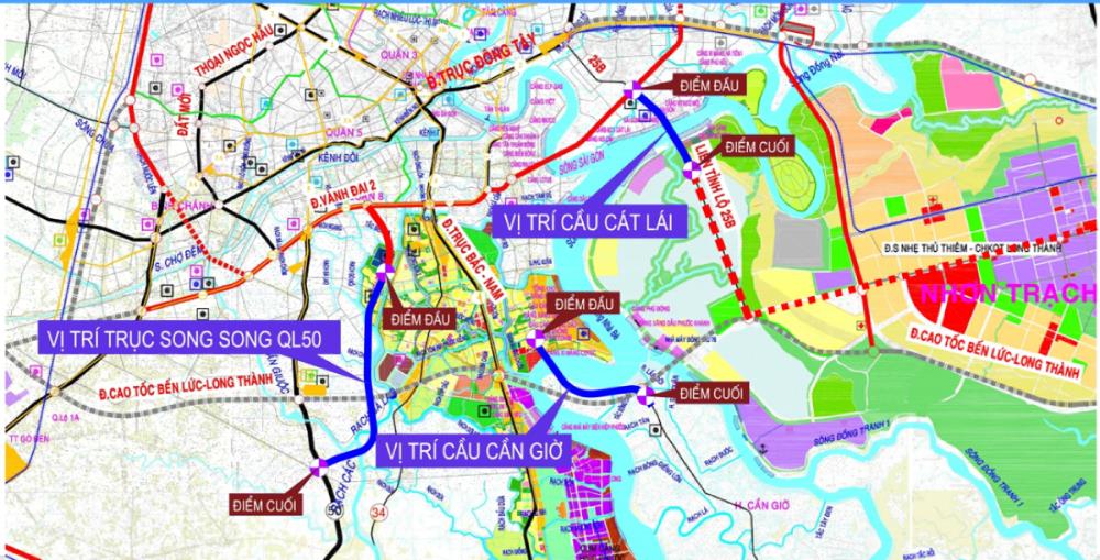 Toàn cảnh vị trí xây dựng cầu Cát Lái quy mô 8 làn xe nối TP.HCM và Đồng Nai