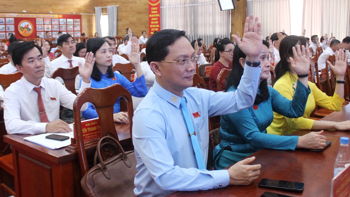 Đại biểu HĐND tỉnh Đồng Nai biểu quyết thông qua Nghị quyết Ban hành quy định bảng giá đất lần đầu trên địa bàn tỉnh Đồng Nai năm 2026. Ảnh: Nguyên Vỹ