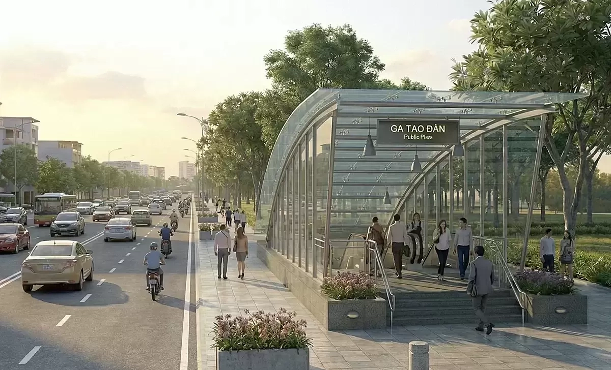 Phối cảnh lối vào ga ngầm Tao Đàn của metro Bến Thành - Tham Lương. Ảnh: MAUR